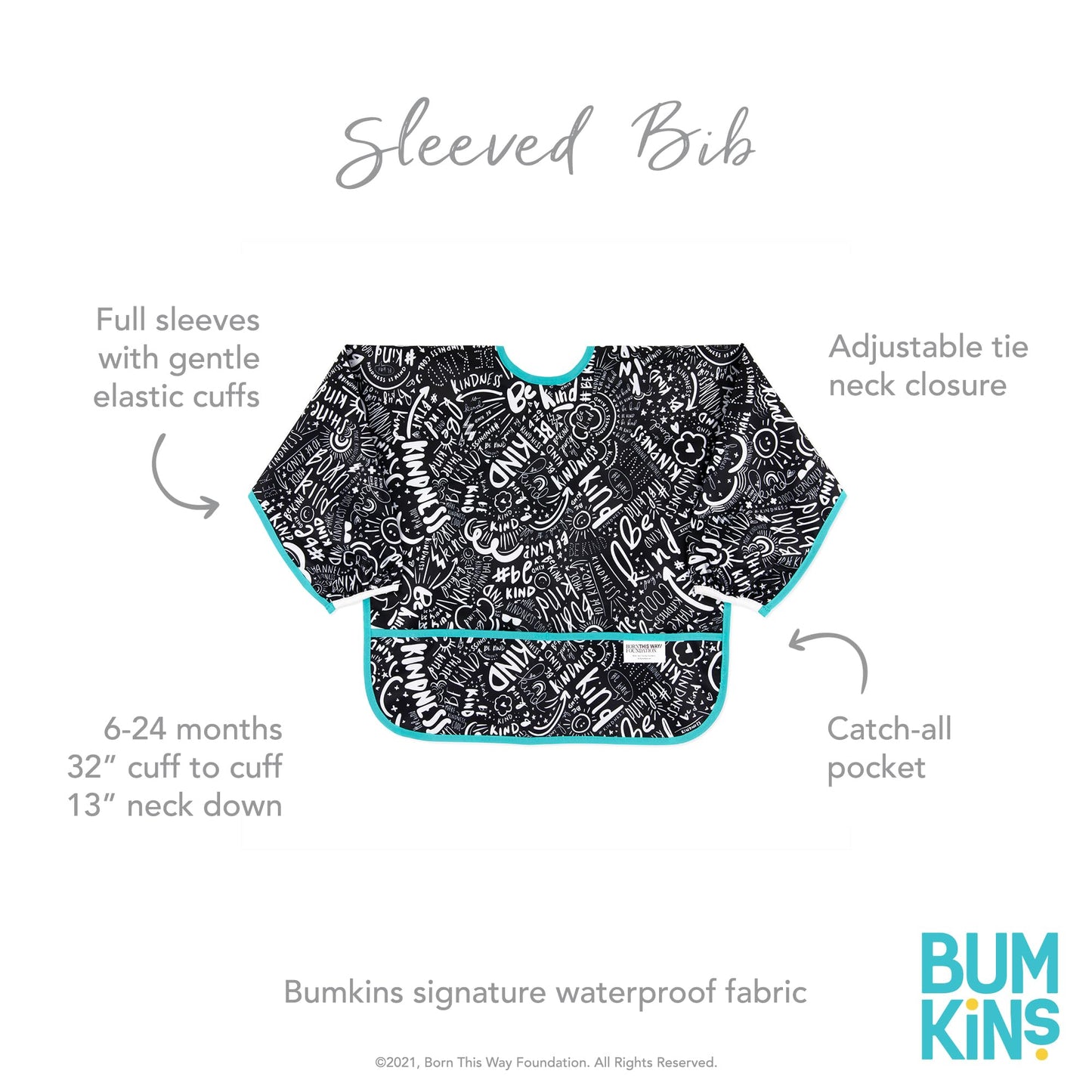 Bumkins Bibs, Baby And Toddler Bibs, Bibs For Girls And Boys 6-24 Months, Long Sleeve Bib, Baby Bibs For Eating, Lightweight Wat
