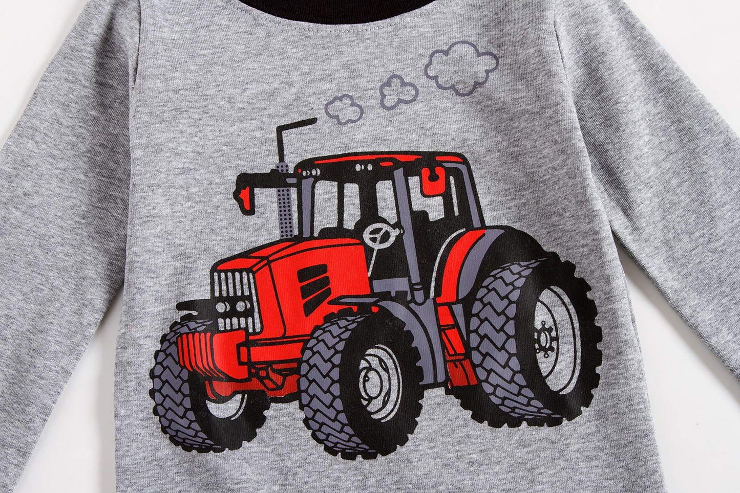 Family Feeling 4 Piece Baby Boys Long Sleeve Pajamas Sets 100% Cotton Tractor Pyjamas Toddler Infant Kids 12-18 Months Grey
