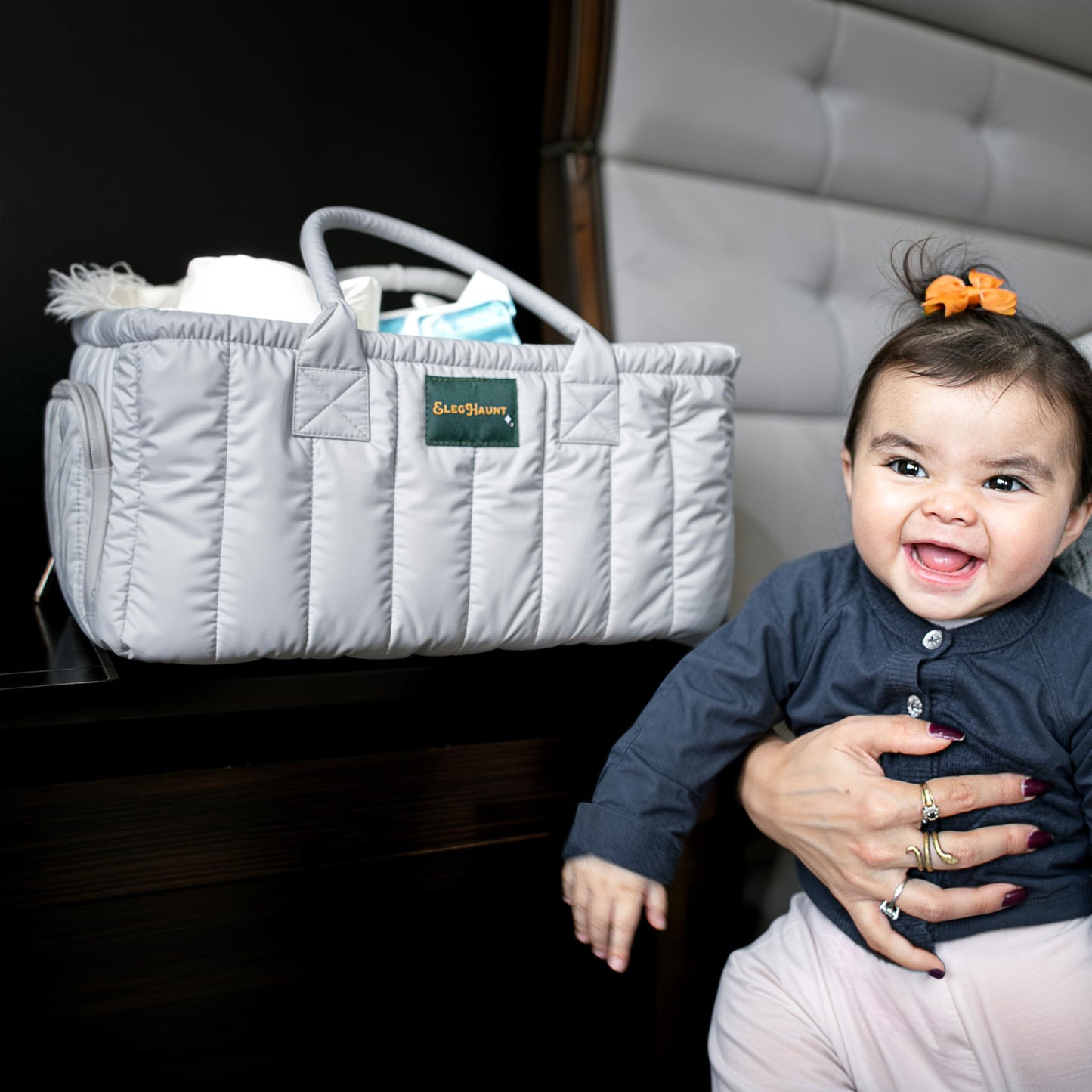 Eleghaunt Baby Diaper Caddy Basket Organizer-Sturdy, Breathable & Washable - Stylish Storage, Portable, Car Caddy Organizer, Nur