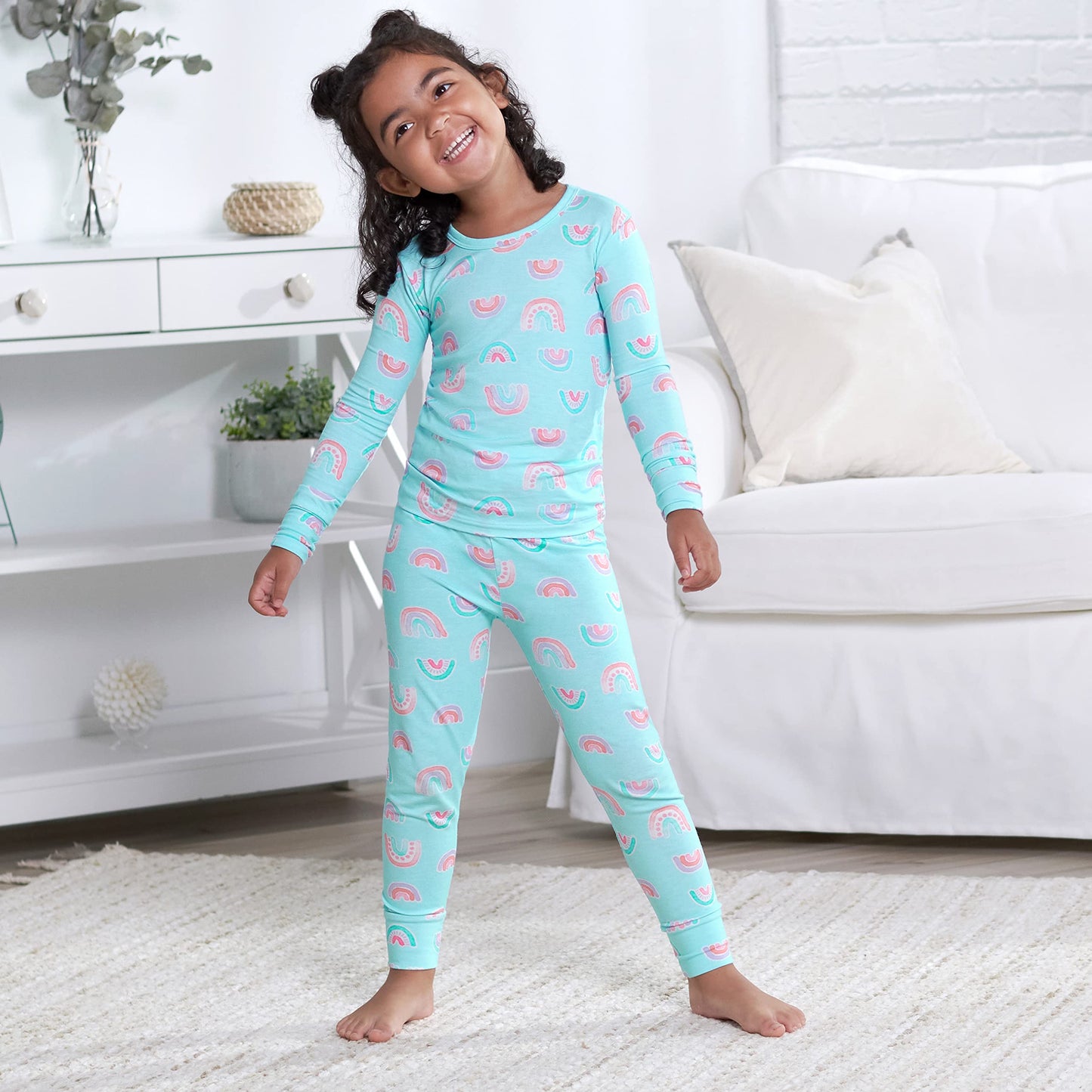 Gerber Unisex Baby Toddler Buttery Soft 2-Piece Snug Fit Pajamas With Viscose Made From Eucalyptus, Rainbow, 12 Months