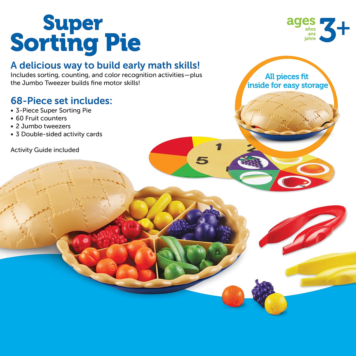 Learning Resources Super Sorting Pie - 68 Pieces, Ages 3+ Toddler Fine Motor Toy, Preschool Learning Games, Develops Counting an