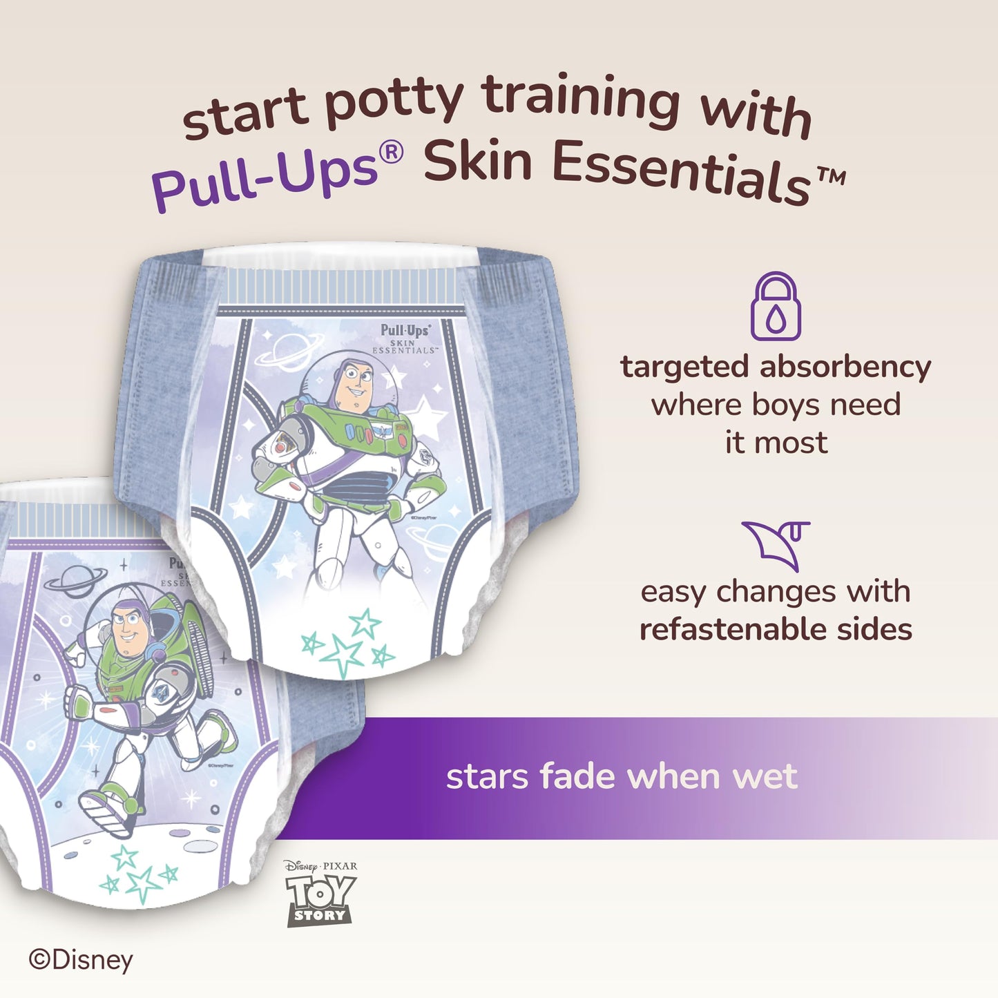 Pull-Ups Boys Skin Essentials Potty Training Pants, Training Underwear, 2T-3T (16-34 lbs), 124 Ct (4 Packs of 31)