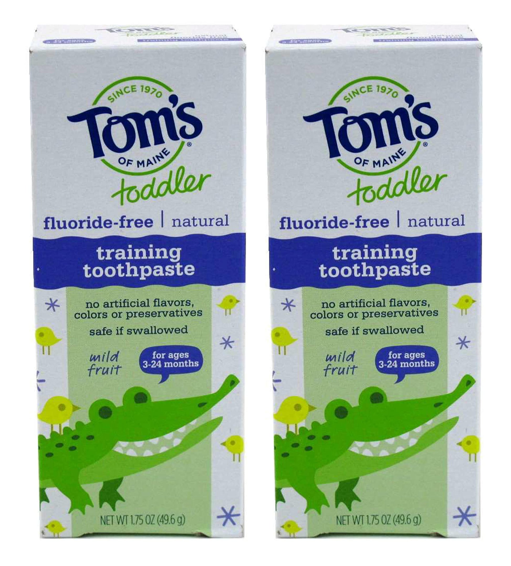 Toms of Maine Flouride Free Childrens Toothpaste, Mild Fruit Flavor - 1.75 oz - 2 pk