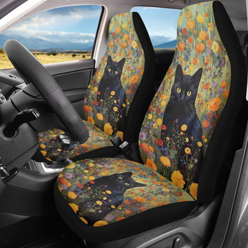 Whosucclay Black Cat Garden Car Seat Covers for Trucks and SUVs, Automotive Seat Protector Black Seat Covers Cars Interior Cover