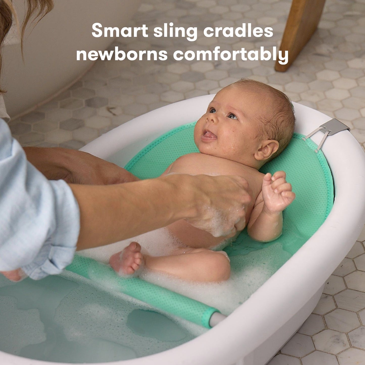 Frida Baby 4-In-1 Grow-With-Me Baby Bathtub, Baby Tub For Newborns To Toddler With Removable Bath Seat & Backrest For Bath Suppo