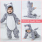Tonwhar Unisex Baby Animal Halloween Costume Kid'S And Toddler'S Autumn Winter Outfits Jumpsuit(1-3 Months,Gray Cat)