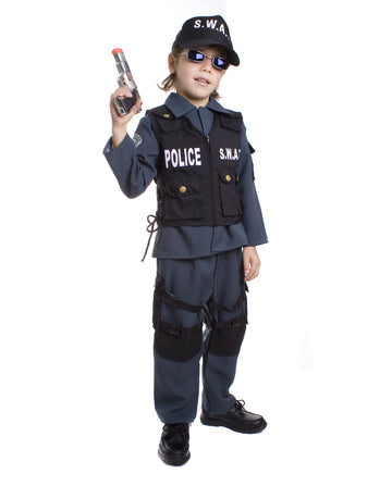 Dress Up America Deluxe Childrens S.W.A.T. Police Officer Costume Set - Large 12-14