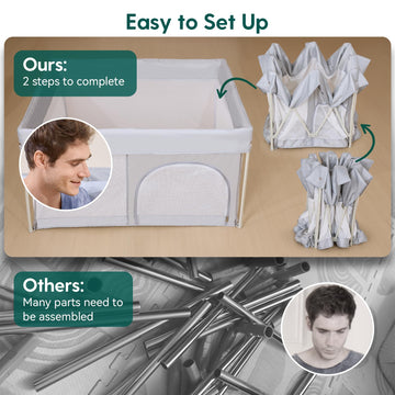 Babelio Foldable Baby Playpen With Mat, 50 '    50 ' Portable Playard For Babies And Toddlers, Parents ' Picks Awards Winner,