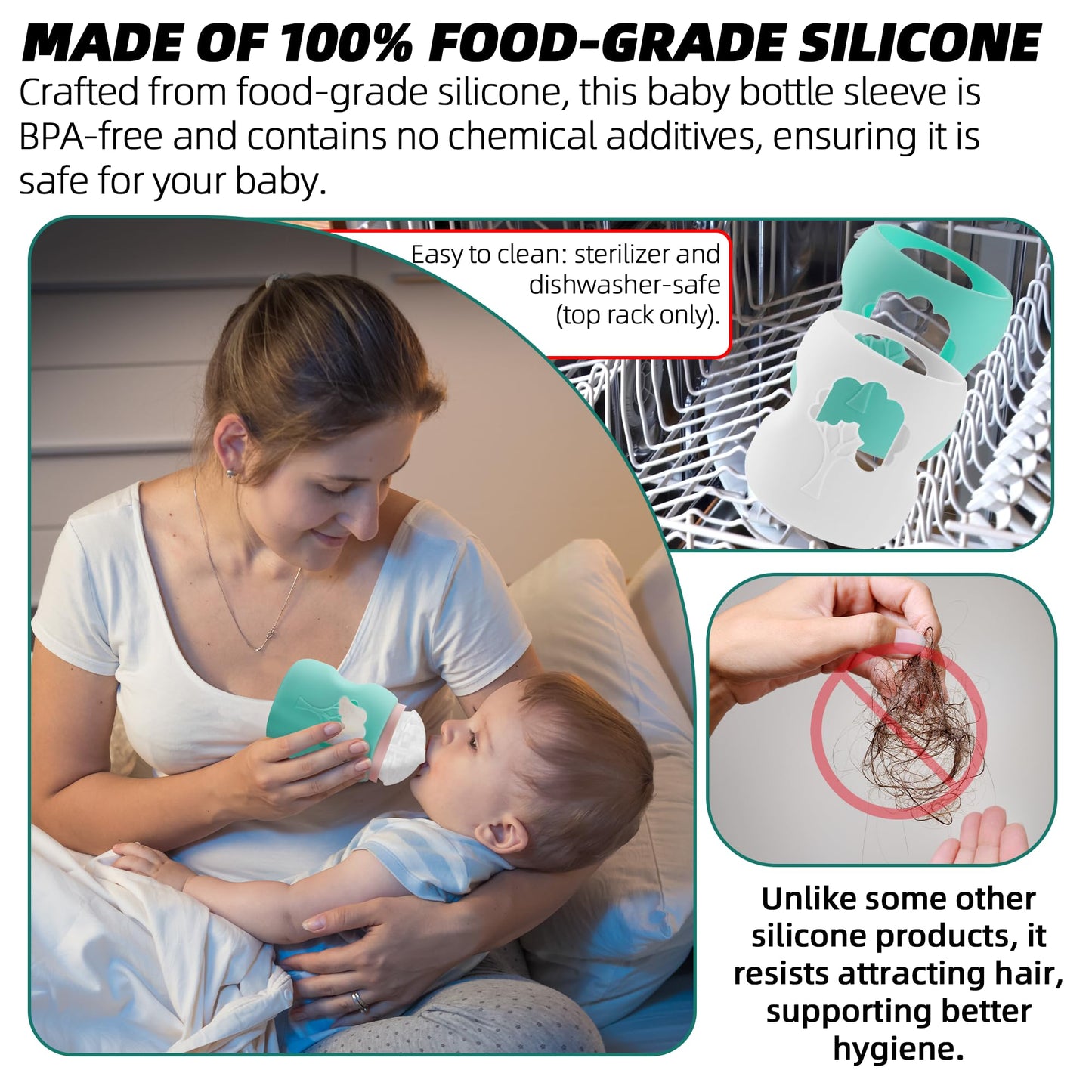 Luqibabe (2-Pack, 5 Oz) Silicone Baby Bottle Sleeves Compatible With Dr. Brown'S Natural Glass Baby Bottles Dishwasher-Safe Anti