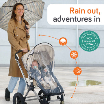 Baby Uma Universal Stroller Rain Cover - 100% Waterproof Peva Stroller Cover For Rain, Snow & Wind Protection, Stroller Accessor