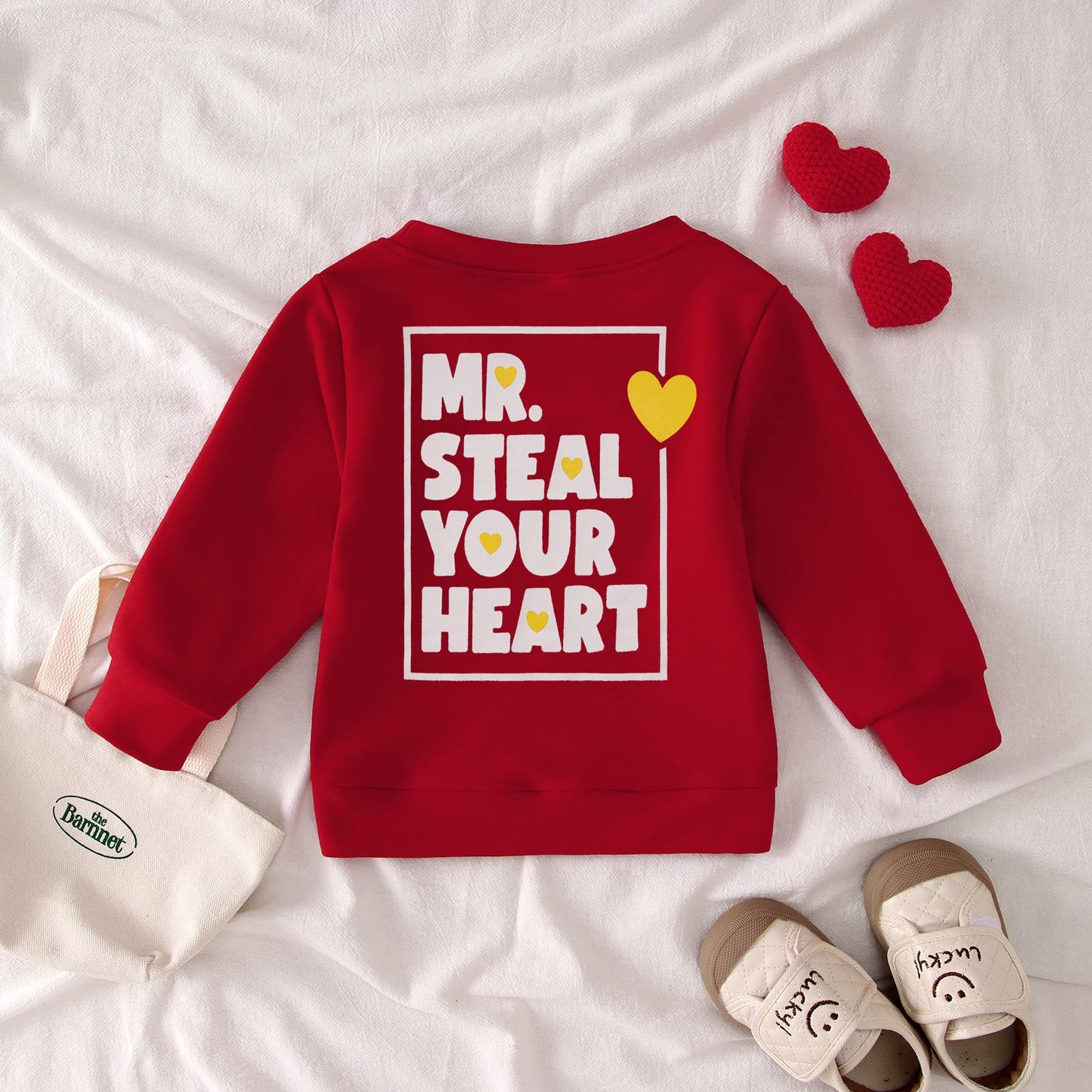 Gliglittr Toddler Baby Boy Valentines Day Sweatshirt Mr Steal Your Heart Long Sleeve Shirt Xoxo Crewneck Pullover Top Outfit (Re