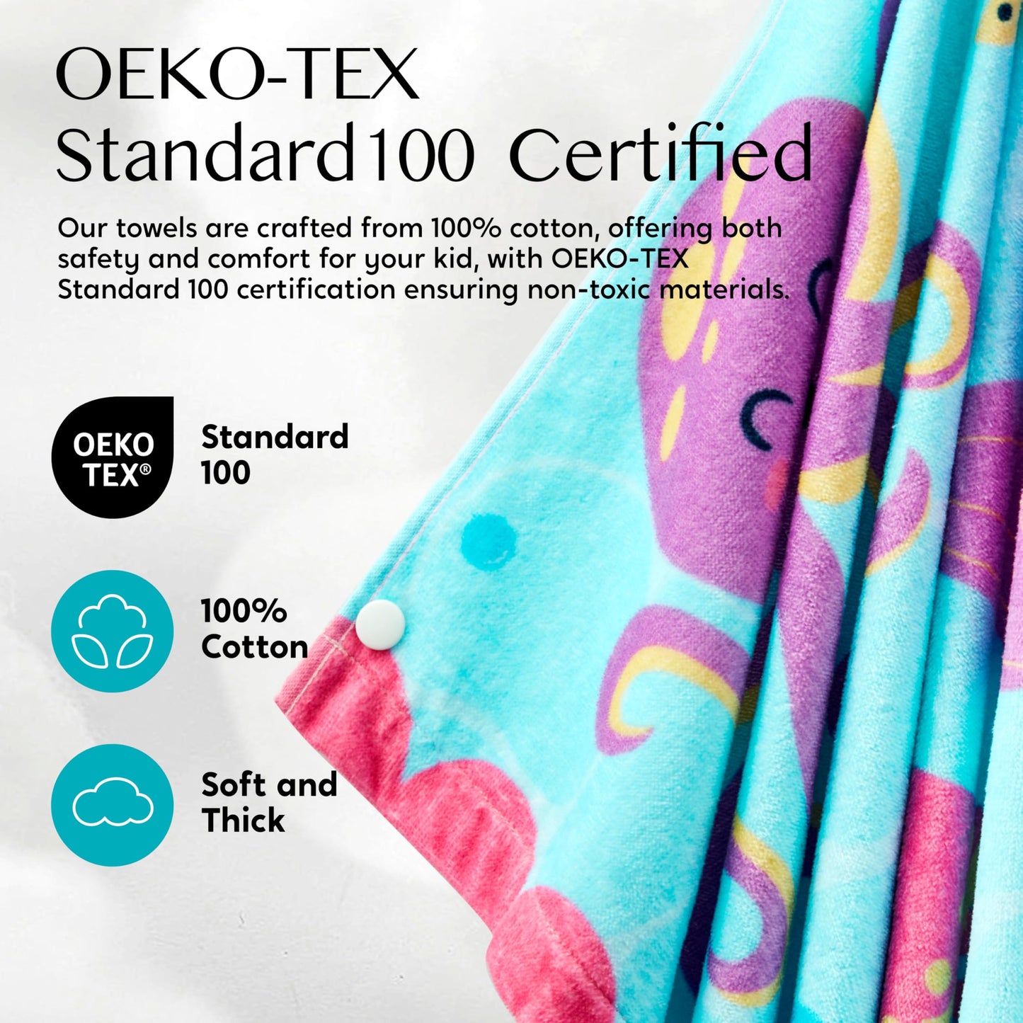 Joiedomi Mermaid Hooded Towels For Kids - Soft 100% Cotton Kids Beach Towel - 30' X 50' For 3-10 Years Boys Girls - Beach Hood