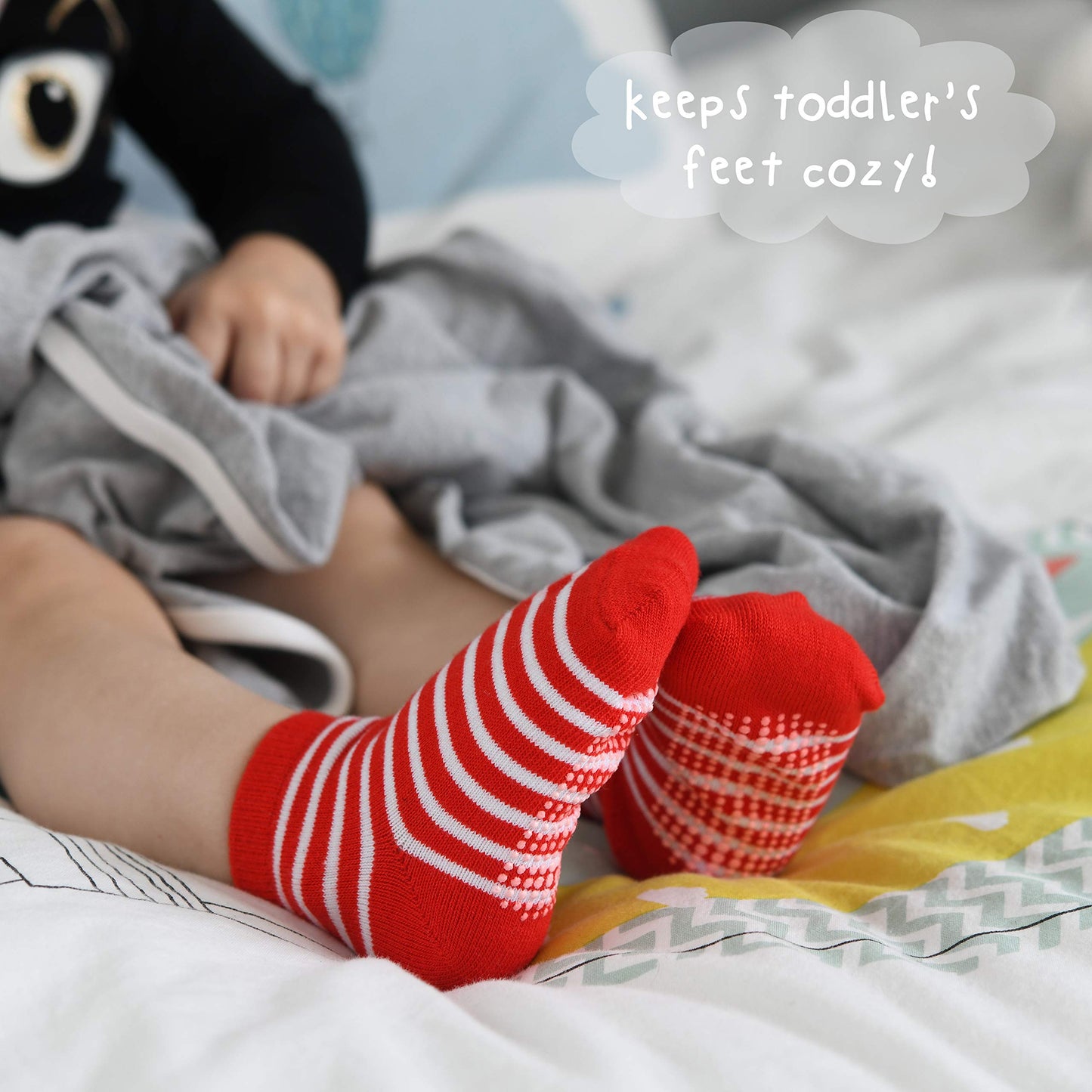 Debra Weitzner 12 Pairs Non-Slip Toddler Socks With Grips For Baby Boys And Girls - Anti-Slip Crew Socks For Infant 'S And Kids