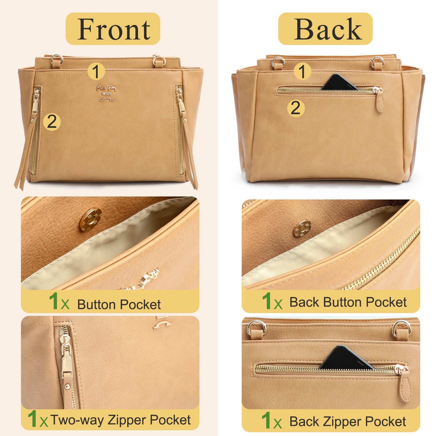 Miss Fong Small Diaper Bag Mini Diaper Bag, Crossbody Diaper Bags, Diaper Bag Purse, Diaper Clutch With 7 Diaper Bag Organizers,