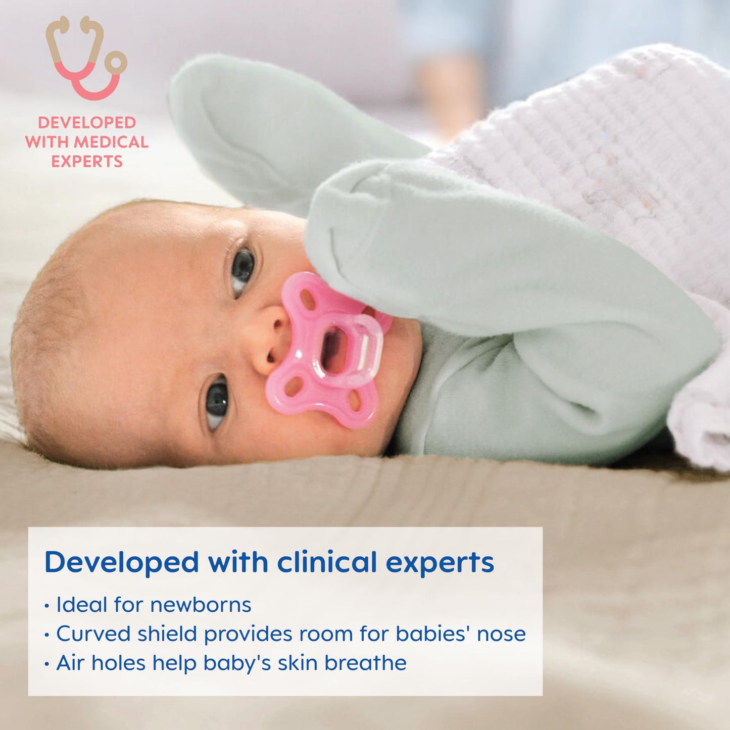 Mam Comfort Baby Pacifier, 100% Lightweight Silicone, Sterilizer Case, 0-3 Months (Pack Of 2)