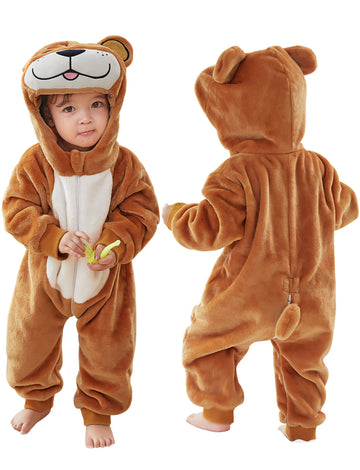 Michley Baby Animal Costume Toddler Hooded Romper For 24-30 Months, Halloween Cosplay Jumpsuit, Bear