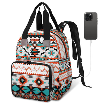 KOBLEN Ethnic Aztec Geometric Diaper Bag Backpack Baby Essentials Travel Tote Bag with Insulated Pockets Multi-functional Diaper