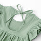 Lyxiof Toddler Baby Girl Cotton Linen Dress Ruffle Sleeve Halter Sleeveless Kids Casual Beach Dresses Green 100Cm