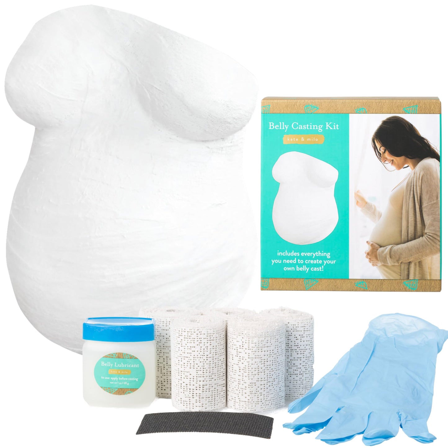 Kate & Milo Belly Casting Kit, Pregnancy Keepsake Making Kit, Easy To Make Diy Plaster Cast Baby Bump Keepsake, Gift For Expecti