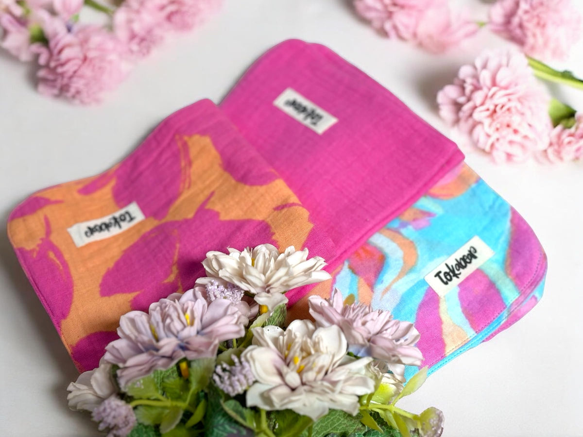Tokabear 100% Cotton Reusable Baby Wipes/Washcloth (Set of 3) (Cotton Candy Collection)