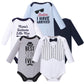 Hudson Baby Unisex Baby Cotton Long-Sleeve Bodysuits, Handsome Little Man, 6-9 Months Us