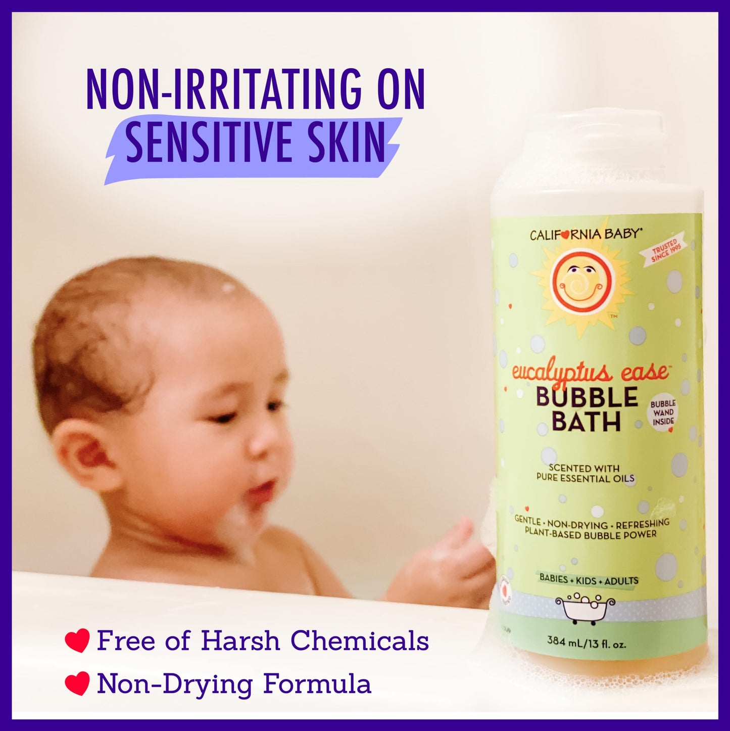 California Baby Eucalyptus Bubble Bath | 100% Plant-Based Kids Bubble Bath | Soothing Baby Bubble Bath | Free Bubble Wand Inside