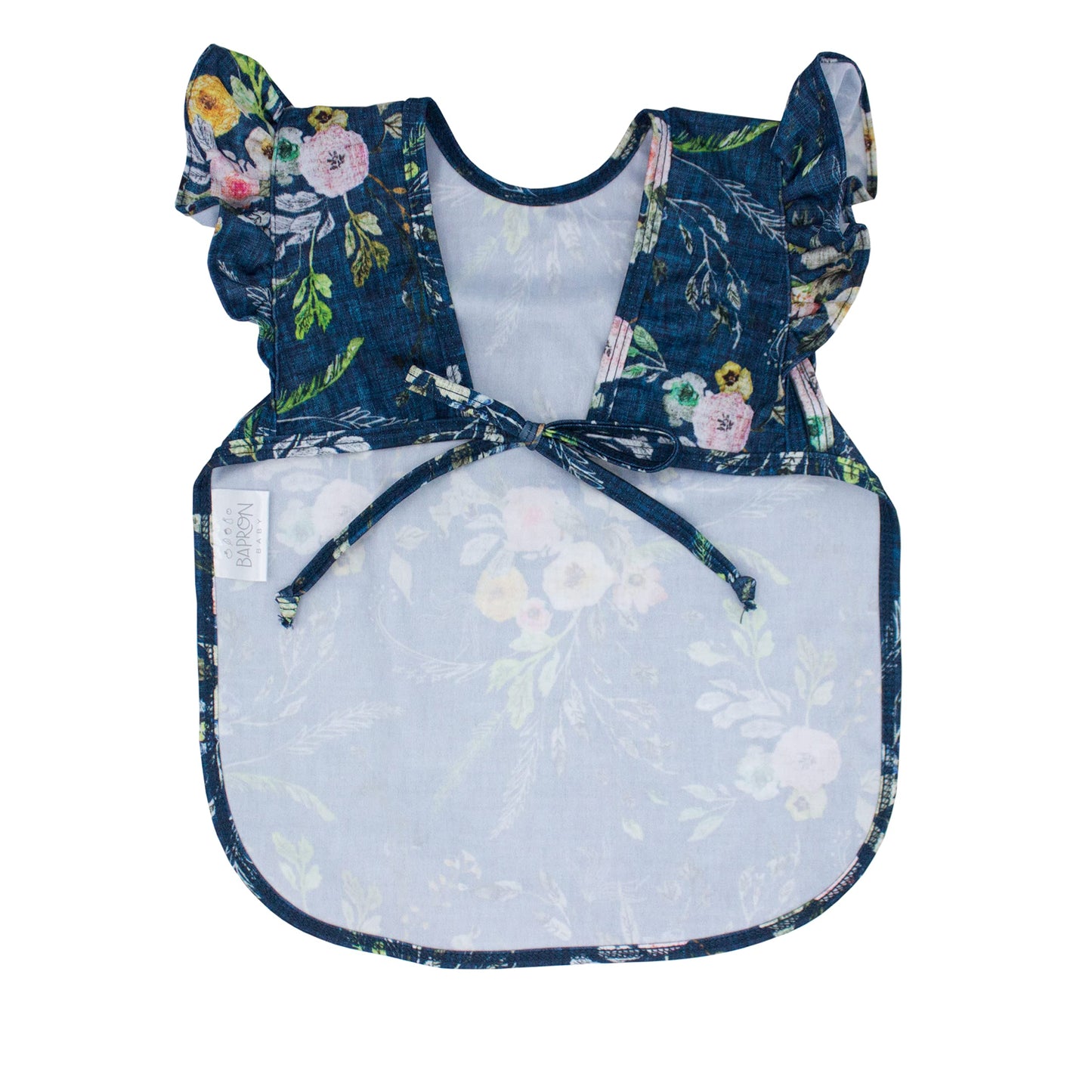 Bapronbaby Flutter Boho Floral Bapron - No Neck Tie Safer Bib For Baby & Toddler - Soft Waterproof Stain Resistant - Machine Was