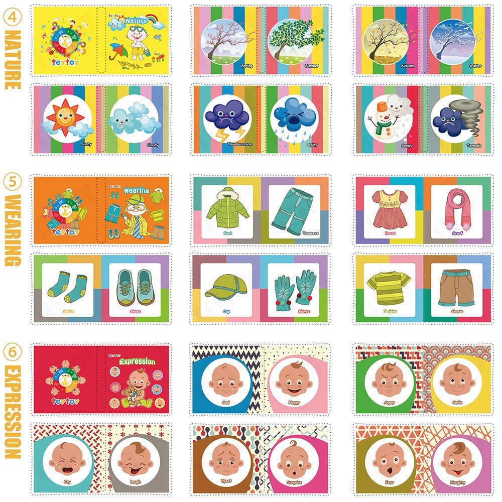 teytoy My First Soft Book, Nontoxic Fabric Baby Cloth Activity Crinkle Soft Books for Infants Boys and Girls Early Educational T