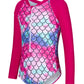 Uideazone Baby Girls Mermaid Swimsuit Toddler Girls Long Sleeve One Piece Swimsuit With Sun Protection Rashguard Swimwear Outfit