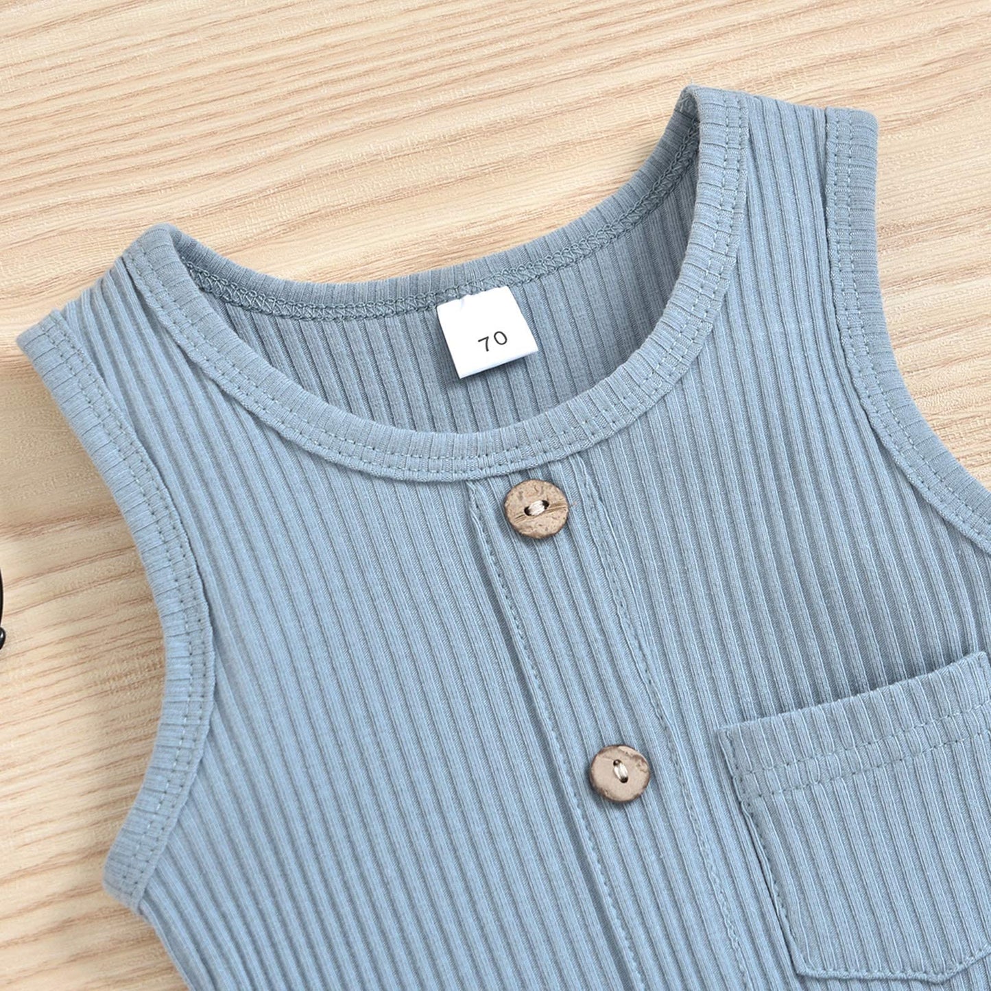 Iddolaka Newborn Summer Baby Boy Girl Sleveless Romper Bodysuit Jumpsuit Playsuit One Piece Outfit Clothes (A-Light Blue, 18-24