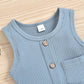 Iddolaka Newborn Summer Baby Boy Girl Sleveless Romper Bodysuit Jumpsuit Playsuit One Piece Outfit Clothes (A-Light Blue, 6-12 M