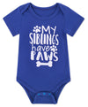 Funnycokid My Siblings Have Paws Onsies Blue Infant Newborn Baby Announcement Bodysuit Gender Neutral Baby Clothesjumpsuit Funny