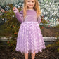 Arshiner Lavender Dress For Girls Velvet Tulle Tutu Long Sleeve Birthday Outfit Butterfly Size 7