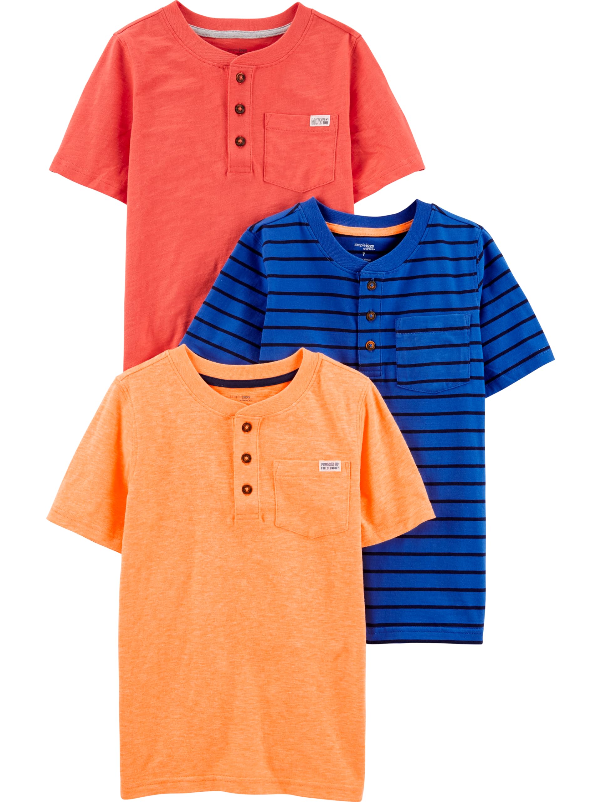 Simple Joys By Carter'S Baby Boys' 3-Pack Short-Sleeve Tee Shirts, Orange/Blue/Red, 12 Months