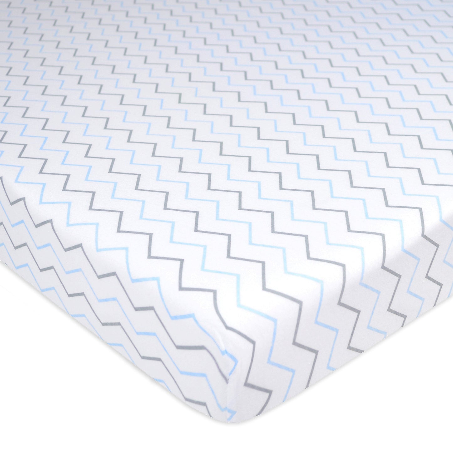 TL Care 2 Pack Printed 100% Natural Cotton Jersey Knit Fitted Pack N Play Playard Sheet, Blue Stars/Zigzag, Soft Breathable