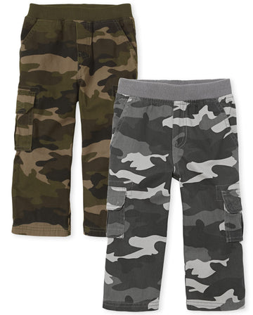 The Children'S Place Baby Boys And Toddler Boys Pull On Cargo Pants, Night Camo/Olive Camo, 18-24 Months