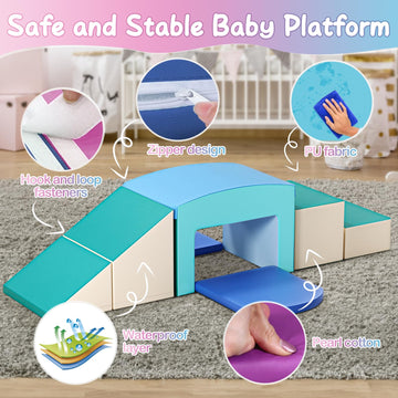 Surpcos Foam Climbing Blocks For Toddlers - Soft Play Set For Toddlers 1-3 - Climbing Toys - Baby Climbing Gym Foam - With Slide