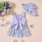 Baby Girl Dress Summer Outfits Baby Clothes For Girls 1 Year Old Boho Halter Sleeveless Dresses Purple Floral Sundress 12-18 Mon