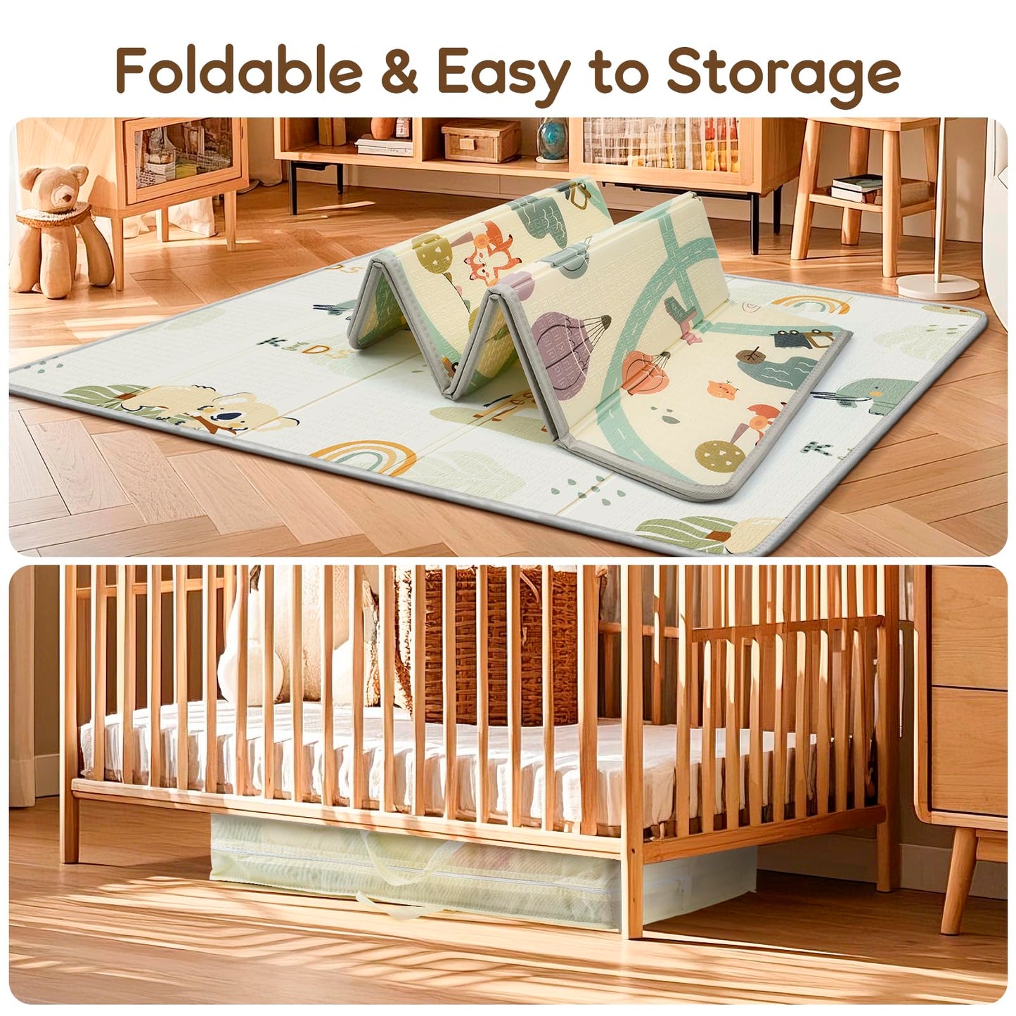 Piglog Foldable Baby Play Mat, Waterproof Playmats For Babies And Toddlers Kids, Safe Foam Playmat For Tummy Time, 50X50 Playpen