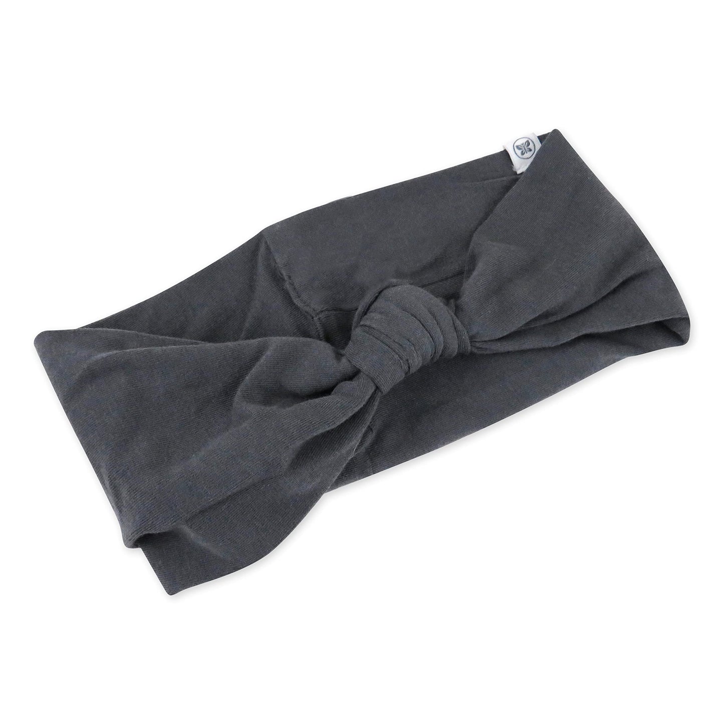 Honestbaby Baby Accessories Organic Cotton Holiday Family Jammies Pajamas, Blackened Pearl, Knotted Headband Medium