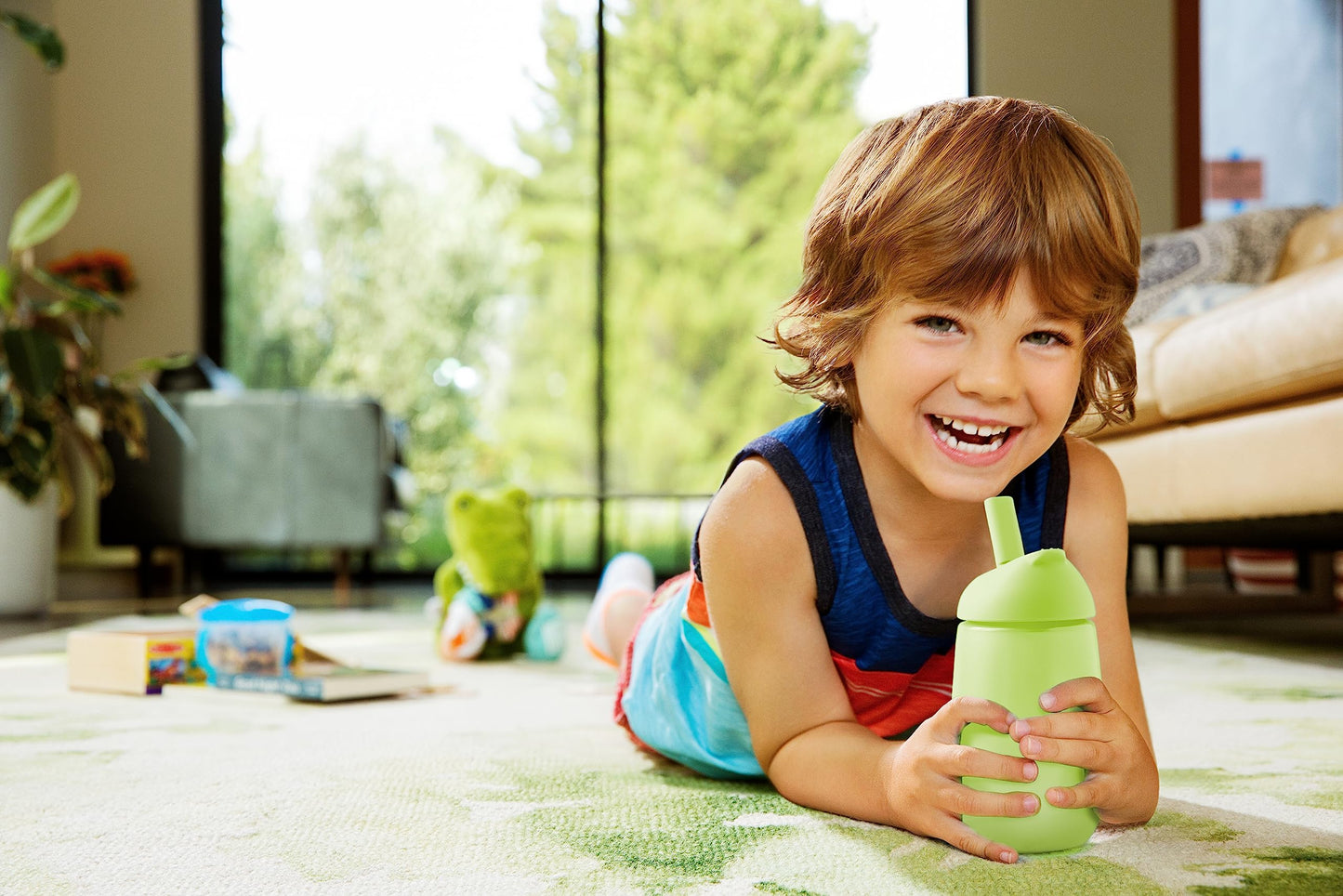 Munchkin Simple Clean Toddler Sippy Cup With Easy Clean Straw, 10 Ounce, 2 Pack, Blue/Green