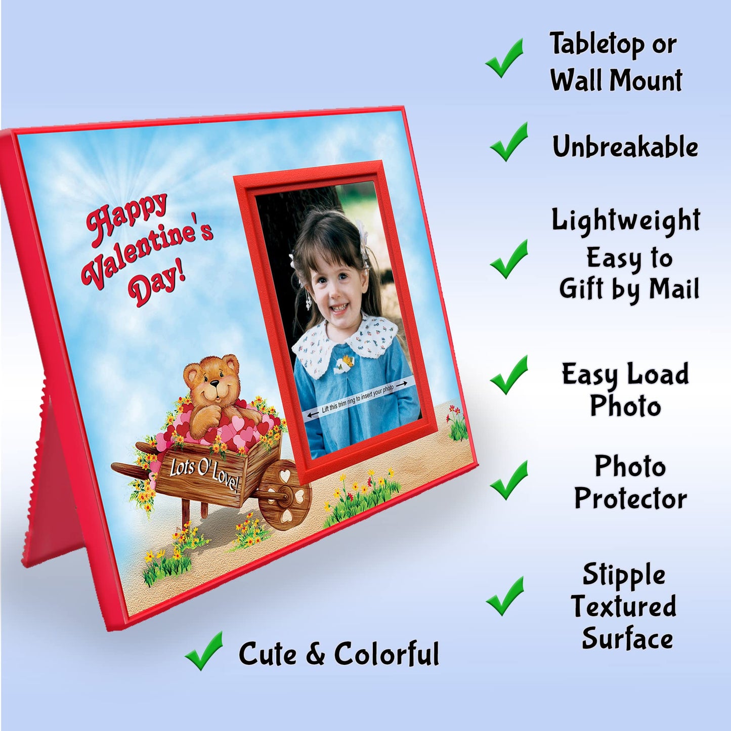 Happy Valentine'S Day Gift For Grandma, Grandpa, Nana, Aunt Or Uncle, 'Lot'S O' Love Valentines' Photo Frame, Tabletop Size 8.