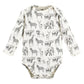 Touched By Nature Unisex Baby Organic Cotton Long-Sleeve Bodysuits, Neutral Safari, 0-3 Months