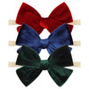 Oneninedream Baby Girls 4' Velvet Hairband Handmade Tied Bow Elastic Nylon Hair Accessories, 3 Pcs Red, Green, Dark Green
