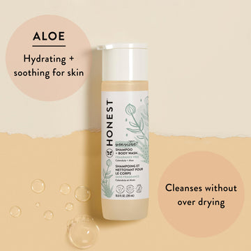 The Honest Company 2-In-1 Cleansing Shampoo + Body Wash For Sensitive Skin | Gentle For Baby | Naturally Derived, Tear-Free, Hyp