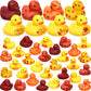 Hiboom 48 Pcs Thanksgiving Rubber Ducks 1.57 Inch Fall Rubber Duck with Leaf Pumpkin Printed Fall Themed Bathtub Toys Gifts Tabl