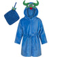 Rising Star Baby Boy Robe, Monster Blue - Soft Plush Bath Towel Robe Spa Set For Infants, 0-9 Months