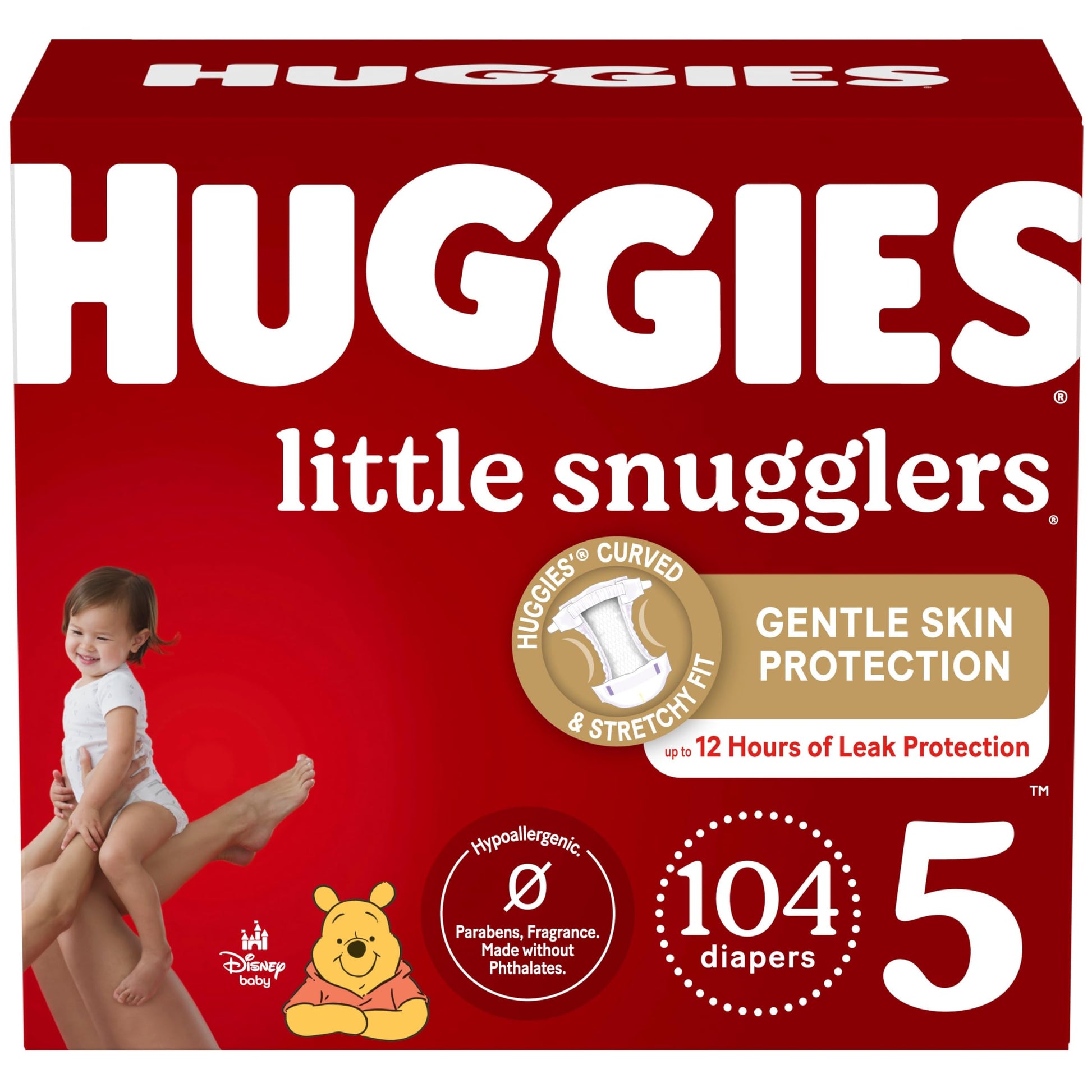 Huggies Size 5 Diapers, Little Snugglers Baby Diapers, Size 5 (27+ Lbs), 104 Count
