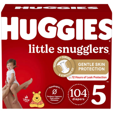 Huggies Size 5 Diapers, Little Snugglers Baby Diapers, Size 5 (27+ Lbs), 104 Count