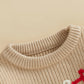 Nokpsedcb Baby Girl Cute Long Sleeve Heart Flowers Embroidery Oversized Sweater Toddler Valentine Outfit (Khaki Be Mine, 3-4 Yea